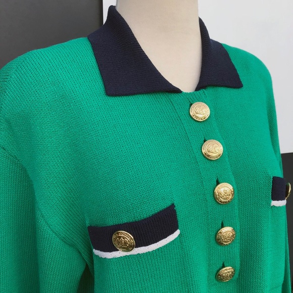 St. John Kelly Green Santana Knit Top - Picture 7 of 9